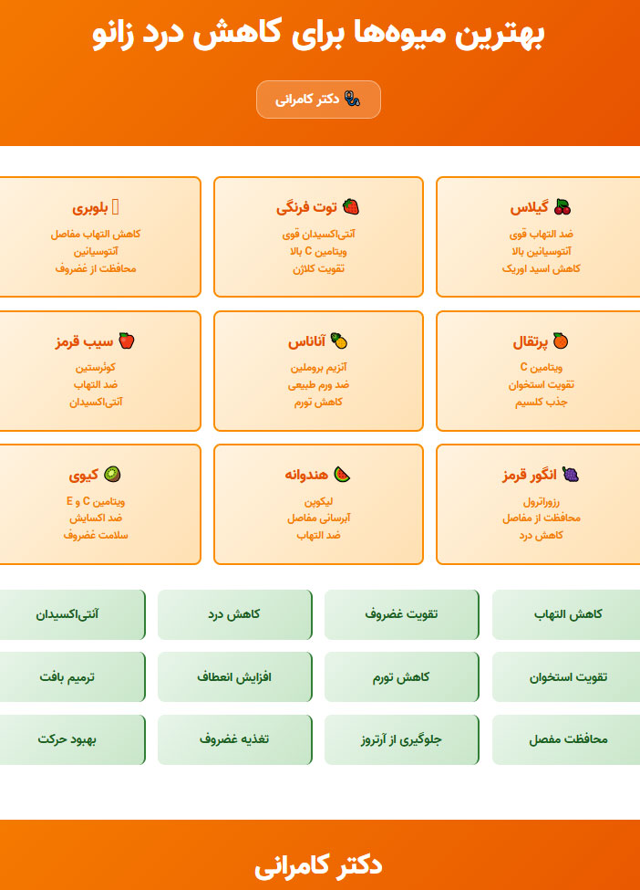 سبا بهترین میوه ها برای کاهش درد زانو